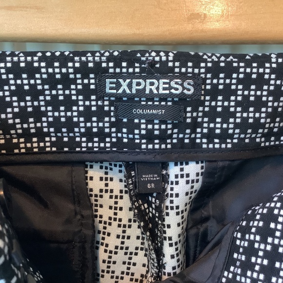 Express Columnist Woman’s Dress Pants Black/White Geometric 6R - Picture 4 of 7